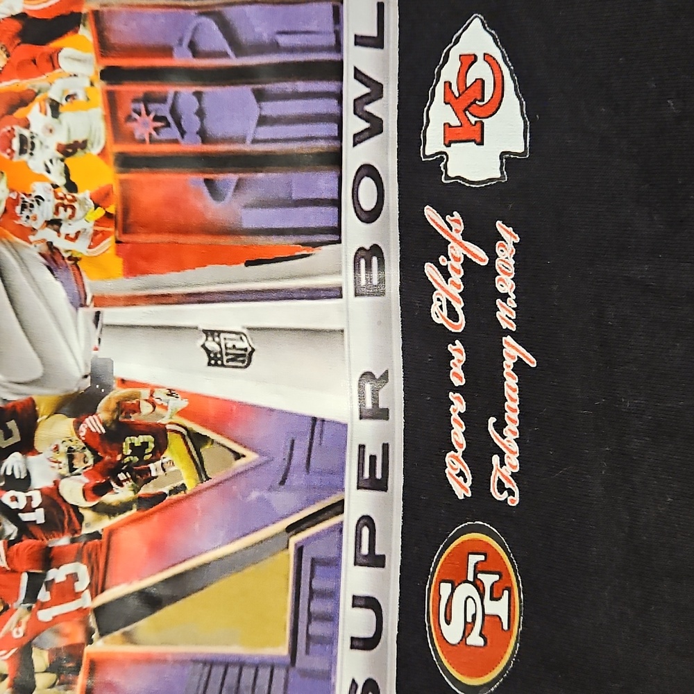 Super Bowl LVIII 49ers vs. Chiefs February 2024 Black Short sleeve tee Sz. 3XL - Picture 4 of 7